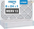Aerostar 8x24x1 MERV 13 Pleated Air Filter, AC Furnace Air Filter, 6 Pack by AirFiltersDelivered