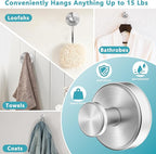 Suction Cup Hooks for Shower, Removable No Drill Towel Hooks, Upgraded 15 lbs - Image 2