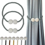 Hion Magnetic Curtain Tiebacks Gray Blue 2pcs, Curtain Tiebacks Buckles by Hion