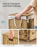 SONGMICS Laundry Hamper with Lid, 9.5 Gallon Synthetic Rattan Clothes Laundry - Image 4