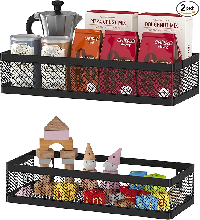 PUSDON Hanging Storage Baskets Organizer Wall Mount, Metal Wire Storage Bin Rack by PUSDON