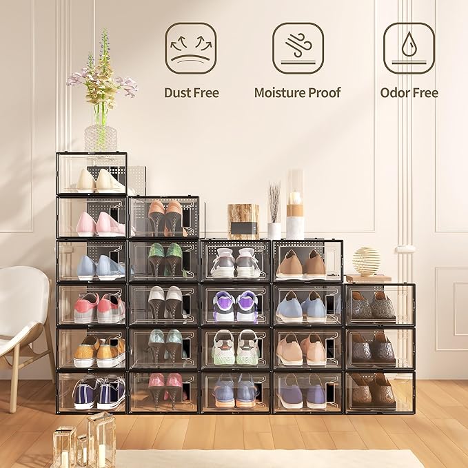 Secret Space 12 Pack XXX Large Shoe Organizer Storage Boxes - Image 2