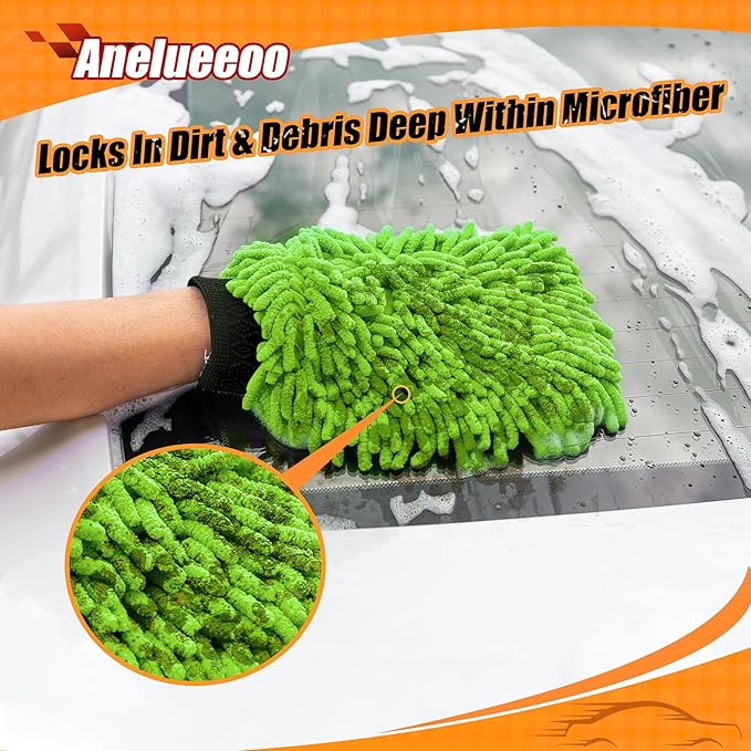 Car Wash Mitt Microfiber, Premium Chenille Microfiber Wash Car Mitts Sponge - Image 5