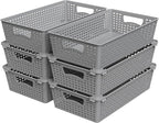 Simple Houseware Stackable Plastic Woven Basket Organizer, 6 Pack, 14.5" x 8.5" by SimpleHouseware