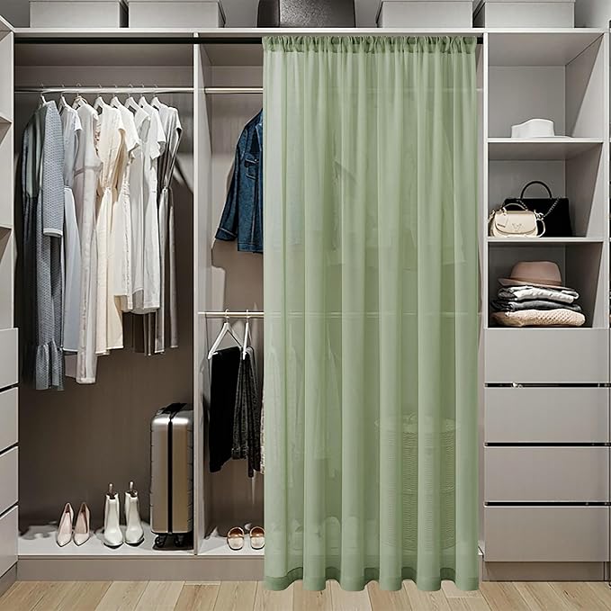 Tollpiz Small Sheer Door Curtain Closet Linen Textured Curtain Sheers Doorway - Image 3