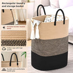 Woven Laundry Basket for Clothes, 80 L Large Rectangle Laundry Hampers - Image 3