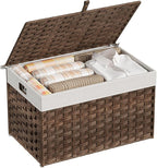 HOOBRO Storage Basket with Lid, 17.2 Gallon Wicker Basket, Handwoven Blanket - Image 8