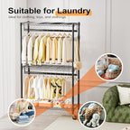 Heavy Duty Rolling Garment Rack 3 Tiers Adjustable Wire Shelving Clothes Rack - Image 5