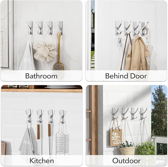 Stick on Hooks for Hanging, Extra Sticky 6KG, Coat Hook on Door for Towel Coat - Image 7