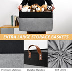DULLEMELO Extra Large Canvas Fabric Storage Basket, 70L Foldable Closet Storage - Image 4