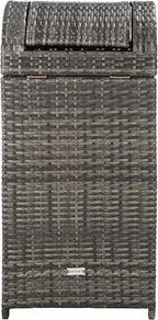 SAFAVIEH Outdoor Collection Mazeli Grey Brown Woven Swing Top Dome Lid Trash - Image 6