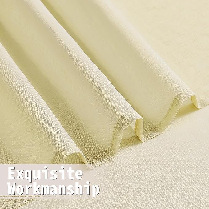 Tollpiz Short Sheer Door Curtain Closet Linen Textured Curtain Sheers Doorway - Image 8