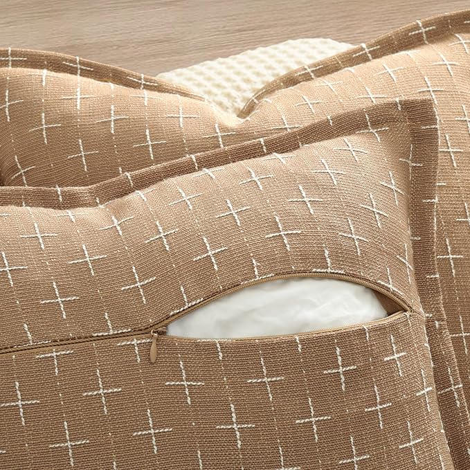 ZWJD Throw Pillow Covers 16x16 Set of 2 Soft Polyester Textured Pillow Covers - Image 3