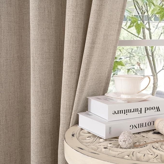 YoungsTex Dark Oatmeal Linen Curtains 48 Inch Length - Image 9