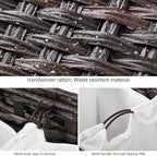 Laundry Hamper with 4 Removable Liner Bags; 176L Handwoven Rattan Laundry - Image 6