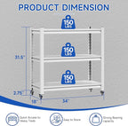 34''W Garage Heavy Duty 3-Tier Adjustable Storage Rack, Steel Shelving - Image 2