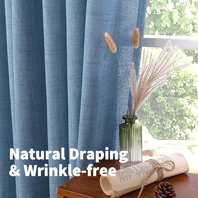 YoungsTex Denim Blue Linen Curtains 36 Inches Long - Image 5