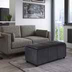SIMPLIHOME Avalon 42 inch Wide Contemporary Rectangle Storage Ottoman in - Image 2