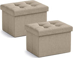 Ornavo Home Small Storage Ottoman, Foldable Collapsible Rectangle Linen Ottoman by OrnavoHome