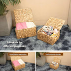 Wicker Storage Baskets with Lid, Set 2 Basket With Lid Decorative Storage - Image 5
