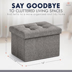 Ornavo Home Small Storage Ottoman Foldable Collapsible Rectangle Linen Ottoman - Image 2
