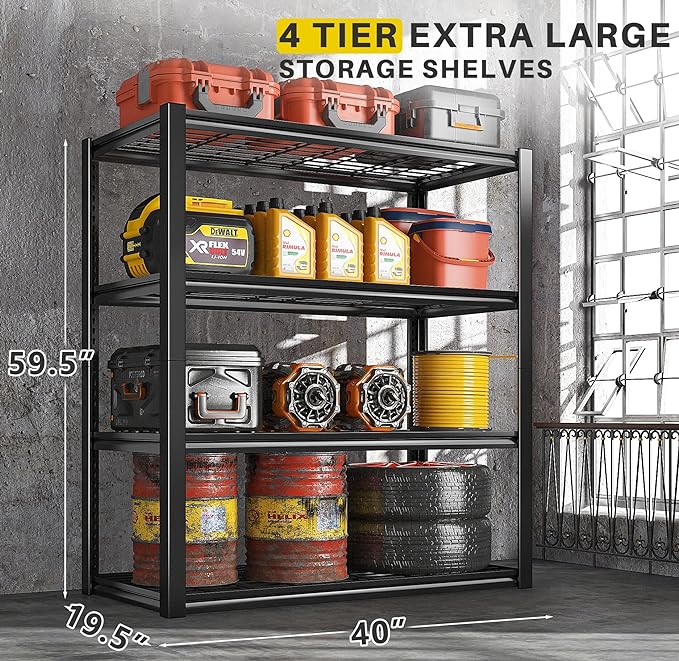 REIBII 40" W Garage Shelving 2240 LBS Storage Shelves Adjustable Metal Shelving - Image 3