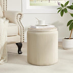 Round Ottoman with Storage Set of 2, Vanity Stool with Storage - Image 2