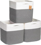 NaturalCozy Storage Cubes 11 Inch Cotton Rope Woven Baskets by NaturalCozy