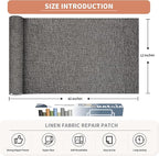 KING MOUNTAIN Coarse Linen Repair Patches, Self-Adhesive, 12x40 Inch, Dark Grey - Image 2