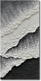 NANKAI Hand Painted black and white abstract canvas art oil painting waves - Image 2