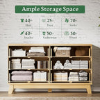 Fluted Dresser with 6 Drawers, Wooden Dresser TV Stand, Wood Closet Clothes - Image 4