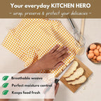 Native Fab 12 Pack Mini Check Yellow Kitchen Towels 16"x26" - Image 3