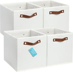 OrganiHaus 11x11 Fabric Cubes Storage Bins Set of 4, Foldable Collapsible by OrganiHaus
