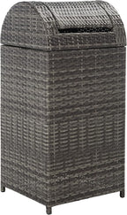 SAFAVIEH Outdoor Collection Mazeli Grey Brown Woven Swing Top Dome Lid Trash - Image 4
