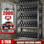 Raybee Storage Shelves 2000LBS Garage Shelving Heavy Duty, 5-Tier Adjustable - Image 4