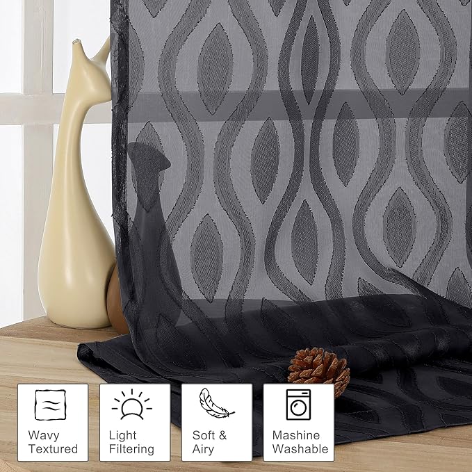 Aiyufeng Extra Long Sheer Curtains 96 Inches Long - Image 2