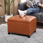 24" Square Ottomans with Storage, Leather Ottoman with Storage with Lockable - Image 8