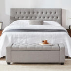 48" Ottoman with Storage, Storage Ottoman Bench with Safety Hinge, Upholstered - Image 7
