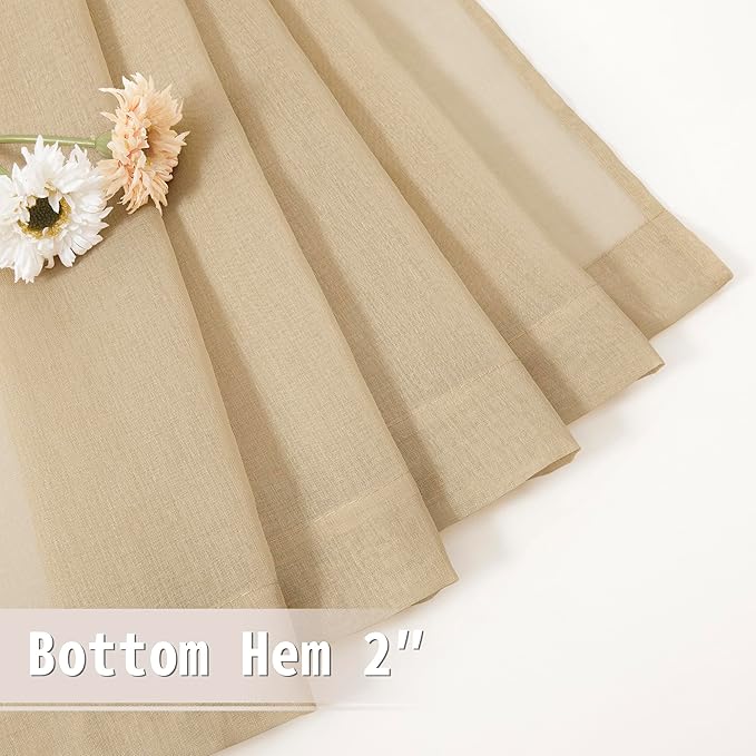 Tollpiz Sheer Door Curtains Closet Linen Textured Curtain Sheers Doorway Light - Image 7