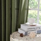 YoungsTex Olive Green Linen Semi Sheer Curtains 72 Inch Length - Image 9
