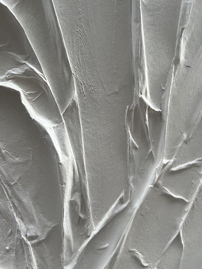 NANKAI Hand-Painted White Texture Abstract Art Painting Minimalist Art Home - Image 3