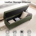 41" Faux Leather Storage Ottoman, Stitch Tufted Rectangle Upholstered End of - Image 3