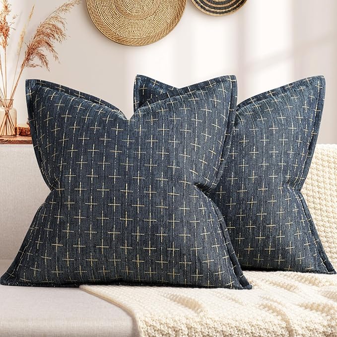 ZWJD Pillow Covers 16x16 Set of 2 Soft Polyester Textured Pillow Covers by ZWJD