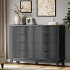 Fluted Dresser with 8 Drawers, Wooden Dresser TV Stand, Wood Closet Clothes - Image 3