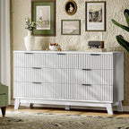 Fluted Dresser with 7 Drawers, Wooden Dresser TV Stand, Wood Closet Clothes - Image 3