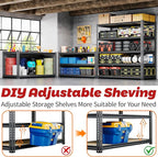 48"W Garage Shelving, 3050LBS Storage Shelves Heavy Duty, 5 Tier Metal Shelving - Image 5