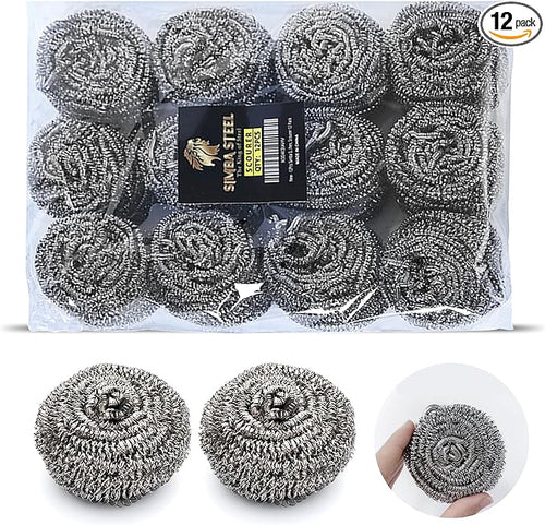 12Pcs Simba Stainless Steel Wool Scrubber Pads by Unknown