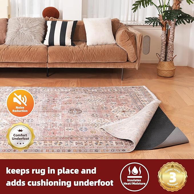 BAGAIL Felt and Natural Rubber Backing Rug Pads 1/4” Thick, 2.5 x 9.5 Ft Non - Image 2