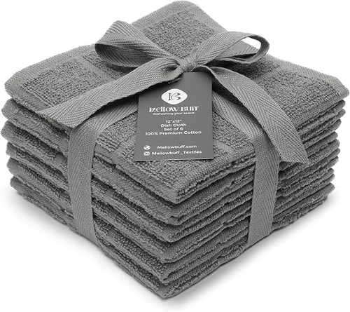 100% Cotton Terry Dish Cloth & Dish Towel, 6 Pack, Super Soft and Absorbent by Ecotribe