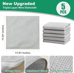 JOYMOOP Multipurpose Non-Scratch Silver Fiber Dishwashing Cloths, Reusable - Image 2